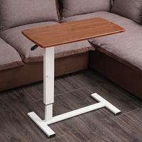 Table de levage métallique à pression d'air, bureau debout mobile pour chambre et maison, bureau d'ordinateur réglable multifonctionnel, table de chevet individuelle