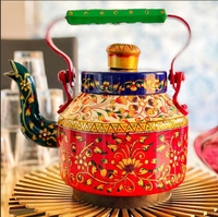 Nouvelle théière décorative artisanale écologique Art Déco, motifs floraux vibrants, motifs indiens traditionnels, Diwali