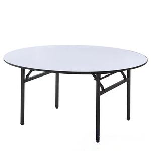 Mesa Redonda Plegable para Banquetes con Superficie de PVC y Madera Contrachapada, Resistente, Venta al Por Mayor de Fábrica, para Hoteles, Bodas y Eventos - Product Image 1