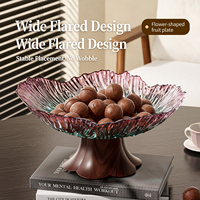 Nouvelle assiette à fruits en plastique de luxe, transparente dégradée, en forme de pétale, de qualité alimentaire, plat de service pour desserts, bol à bonbons avec base pour fêtes et banquets
