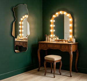Miroir décoratif LED mural en acrylique de forme irrégulière en forme d'ours, avec cadre métallique, pour la décoration intérieure - Product Image 3