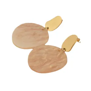 Boucles d'oreilles disque acrylique, acier inoxydable, minimaliste, mm, pendentif, or 18K, forme géométrique, rond et irrégulier, boucles d'oreilles pendantes