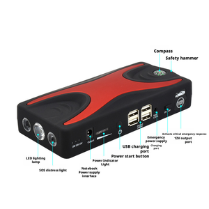 Démarreur portable rechargeable avec mini pompe à air électrique intégrée et booster de batterie <span class=keywords><strong>pour</strong></span> <span class=keywords><strong>voiture</strong></span>, moto, vélo - Product Image 4