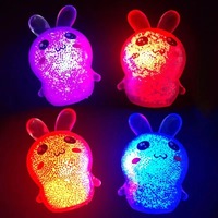 Balles anti-stress pour adultes, jouets moelleux en forme de boulettes mignonnes, à thème animal, balles lumineuses à presser, balles LED Slime