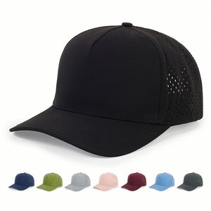Casquette de baseball snapback unie à séchage rapide, style trucker, 5 panneaux, perforée au laser, pour l'extérieur, le golf et l'été - Product Image 2