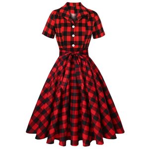 Robe d'été rétro à manches courtes imprimé floral, col en V, revers et nœud, pour filles et femmes, style décontracté, coupe évasée, pour soirée ou tenue western - Product Image 6