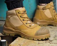 Chaussures de sécurité à embout d'acier en stock, imperméables, robustes, à fermeture éclair, résistantes à l'huile, bottes de sécurité en cuir australiennes pour hommes, pour le travail