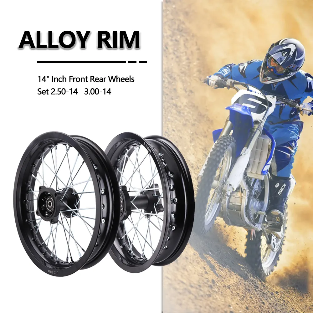 14 Inch Front Rear Wheels Set 2.50-14 3.00-14 Alloy Rim For KAYO BSE Apollo Xmotos Racing Supermoto Dirt Pit bike Off Road