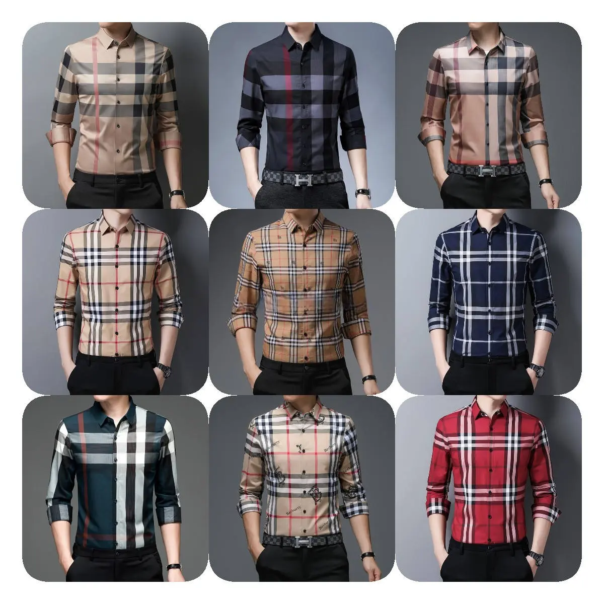 Wholesale Custom Cotton Casual Shirt Stand-up Collar Long Sleeve Men's Shirts Formal Office Dress Shirts for Men