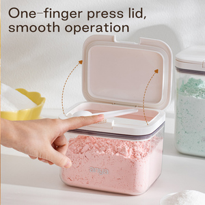 Anya Bán Buôn Tùy Chỉnh Hình Chữ Nhật Nhựa Kín Giặt Vỏ Chất Tẩy Rửa Bột Container Dispenser Nắp Rõ Ràng 2L/1.2L - Product Image 4