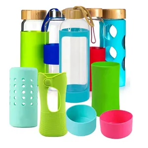 Reusable Silicone Sleeves Factory Custom Sublimation Silicone Bottle Cover Sleeve Tumbler Silicone Sleeve For Glass Water Bottle