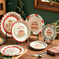 Assiettes en papier jetables écologiques personnalisées de haute qualité, résistantes, imprimées, compatibles micro-ondes, livraison rapide, petites, colorées, pour fêtes