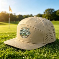 Gorra de Béisbol de 7 Paneles con Perforación Láser, Personalizada, de Alta Calidad, Impermeable, con Logotipo Bordado, de Secado Rápido, Estilo Trucker