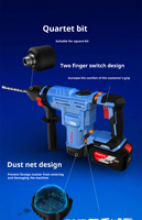 Marteau perforateur 20V haute puissance, charge lithium, marteau perforateur industriel, mandrin SDS Plus pour démolition du béton, batterie 220V