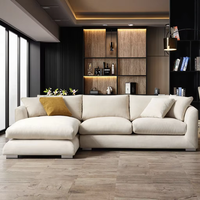 Muebles de sala de estar Juego de sofás de cuero Sofá de esquina seccional en forma de U con luz LED