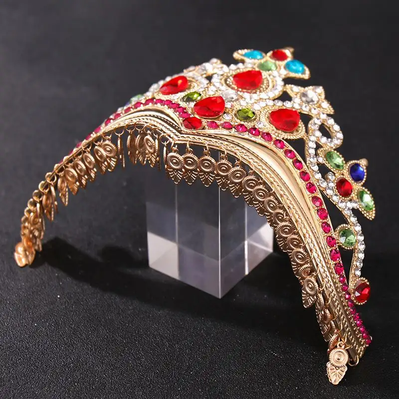 Colored Headwear With Ethnic Characteristics Wedding Bridal Queen King Crown Crystal tiara crown