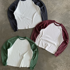 New Arrival Unisex Oversized T-<b>shirts</b> Custom logo Tee Men <b>Waffle</b> Long Sleeve Thermal <b>Shirt</b> - Product Image 2