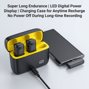 Microphone Lavalier Portable Rechargeable Sans Fil pour <span class=keywords><strong>Enregistrement</strong></span> Audio/Vidéo, Communication Filaire Compatible Téléphone PC, avec Boîtier de Charge - Product Image 3