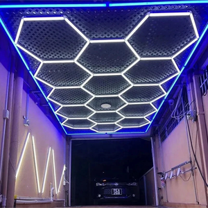 Luz LED hexagonal com borda azul para oficina, favo de mel, luzes LED para garagem, luz de trabalho, para oficina de detalhamento de carros - Product Image 4