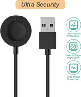 Câble de charge magnétique USB 2.0 noir de 1 m pour montre connectée, tressé, compatible avec Fossil Gen 4/5/6, Emporio Armani, Skagen Falster 2, Misfit Vapor 2