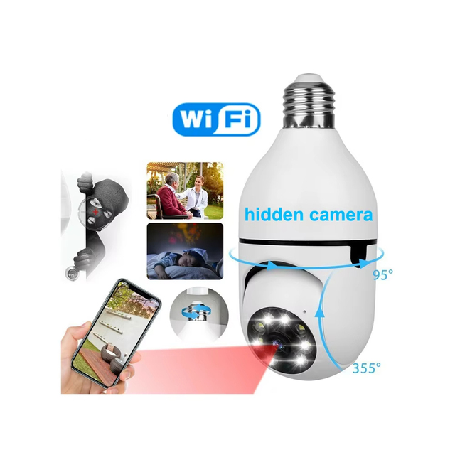 Mini Icsee Cam Bulb Wifi Camera Motion Voice Alarm Security Monitor Network Camera Two Way Audio App Remote Control Nany Home