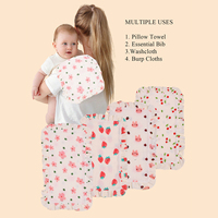 Lot de 4 lingettes d'épaule en mousseline 100 % coton, motif floral estival, absorbantes et douces, 4 couches, pour bébé