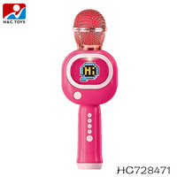 Mikrofon dan Speaker Mini nirkabel, mainan mesin Karaoke elektrik dengan lampu dan efek musik untuk anak-anak