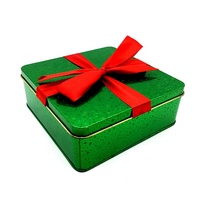 Usine d'emballage métallique BRCGS Dongguan vend des boîtes cadeaux carrées en métal pour chocolat avec nœud en ruban