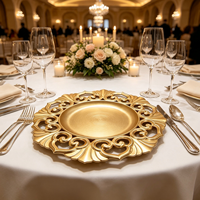 Assiette de Présentation Décorative Wojia 13 pouces Dorée, Découpée au Laser, Écologique, Style Américain, Bord Floral Creux, en Plastique, pour Fêtes et Tables