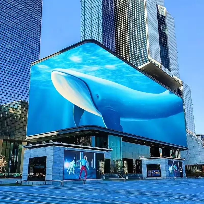 Yüksek parlaklık büyük 3D köşe Led Video duvar açık çıplak göz Led ekran Billboard reklam Pantalla Led ekran