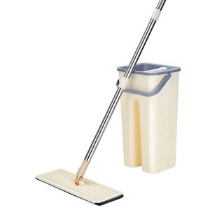 Household Cleaning Items Yellow <b>Mops</b> Cleaning Set with Stainless Steel Bucket 360 Spin Wet/<b>Dry</b> Small Separate - Product Image 3