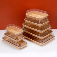 Boîte à sushi carrée en papier kraft jetable personnalisée Lides Wholesale pour plats légers, salades, pâtes, à emporter, impression offset pour nouilles et sushis