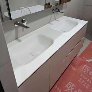 Lavabo mural simple ou double pour <span class=keywords><strong>salle</strong></span> <span class=keywords><strong>de</strong></span> <span class=keywords><strong>bain</strong></span> avec comptoir intégré - Product Image 2