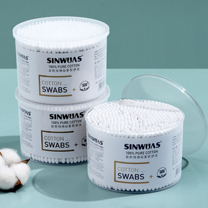 Hisopos de algodón Sinwuas, 500 unidades, 100% algodón puro, doble capa, para limpieza de oídos, eliminación de maquillaje, uso doméstico - Product Image 1