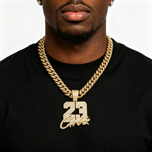 Collana con Ciondolo Leggenda del Basket '<span class=keywords><strong>23</strong></span>' Placcato Oro, Catena Cubana in Lega, Gioielli Hip Hop Streetwear per Uomo - Product Image 1