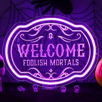 Enseigne néon « Bienvenue, mortels fainéants », lumière murale LED USB pour Halloween, fête, bar à domicile, décoration commerciale