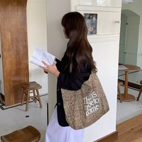 Tas Belanja Kanvas Bottcoola Gaya Vintage Motif Leopard Musim Gugur Dengan Logo Kustom, Kancing Magnet & Kantong Dalam