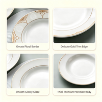 Service de table en porcelaine dorée marocaine gris or, écologique, durable, de luxe, en céramique, pour mariages, style méditerranéen