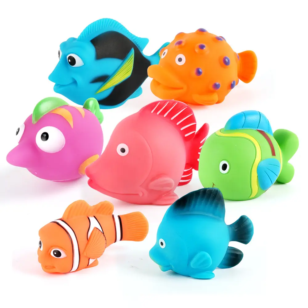 Animal Fish Shape Juguetes de baño Juguetes de goma flotantes para bebé Natación Juguete divertido