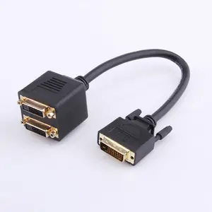 1.8m DVI-D Y-Splitter Cable Lead Wire 1 x Male to 2 x Female GOLD Pins M-F