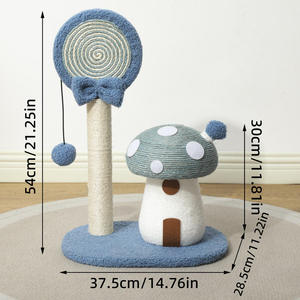 Arbre à chat en sisal personnalisable anti-chute de fibres, avec maison champignon et structure d'escalade pour petits chats, vente en gros - Product Image 6