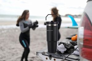 30oz Travel <b>Coffee</b> Mug with Flip Straw Sublimation Blank Tumblers Vacuum Insulated Tumbler with Handle for Adults for Giveaways - Product Image 6
