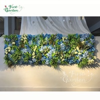 Tanaman Kain Buatan Hydrangea Biru Taman Pertama untuk Dinding Bunga Gulung Indoor, Cocok untuk Pernikahan, Gereja, Pesta, Acara, Perusahaan, Hotel