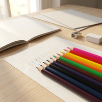Crayon triangulaire géant en peuplier de 7 pouces, ensemble de 10 couleurs, mine moyenne de 5 mm, finition brillante, personnalisable pour le dessin