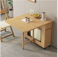 Ensemble table et chaises pliantes en bois, design moderne, hauteur réglable, gain de place, ensemble complet pour cuisine et salle à manger