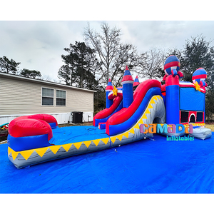 Toboggan aquatique en PVC thème fusée Maison de rebond sauts de lune toboggans gonflable château combiné avec piscine - Product Image 1