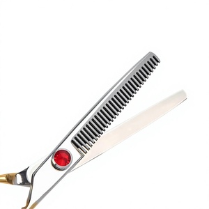 Ciseaux à cheveux professionnels en acier inoxydable, lame tranchante, ciseaux à effiler pour droitiers, 17,8 cm, manche doré, réutilisables, légers - Product Image 6