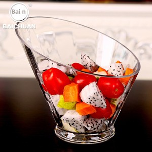Bol en verre épais de style <span class=keywords><strong>scandinave</strong></span> moderne, transparent, créatif, pour la maison, plat incliné pour dessert, salade de fruits, <span class=keywords><strong>vaisselle</strong></span> jetable - Product Image 2