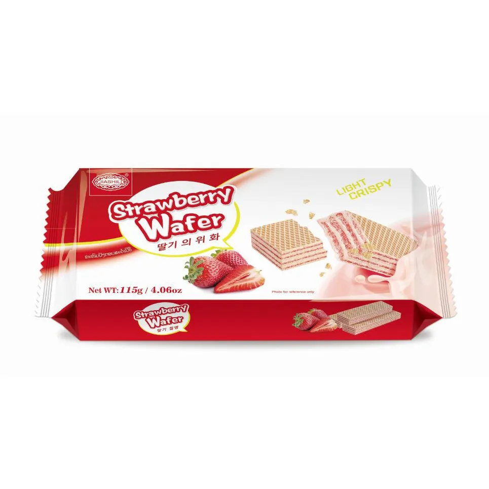 Hot Selling Snack Jiashili Wafer Biscuit Met Aardbei Cream Vulling