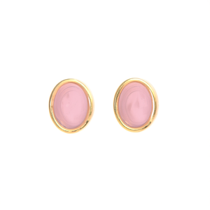Boucles d'oreilles tendance en acier inoxydable 316L plaqué or PVD avec pierre rose et design rond - Product Image 2